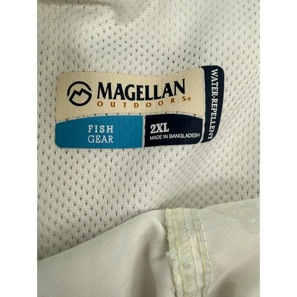 Magellan Outdoors Fish Print Water Repellent Swim Trunks Mesh Lined Mens 2XL
